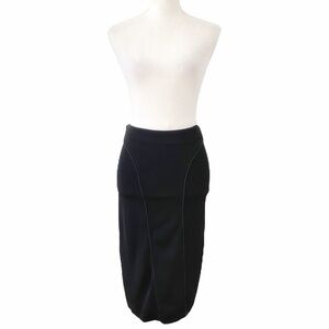 GIORGIO ARMANI DESIGNER BLACK HIGH RISE STRETCH SLIP PENCIL MIDI FORMAL SKIRT